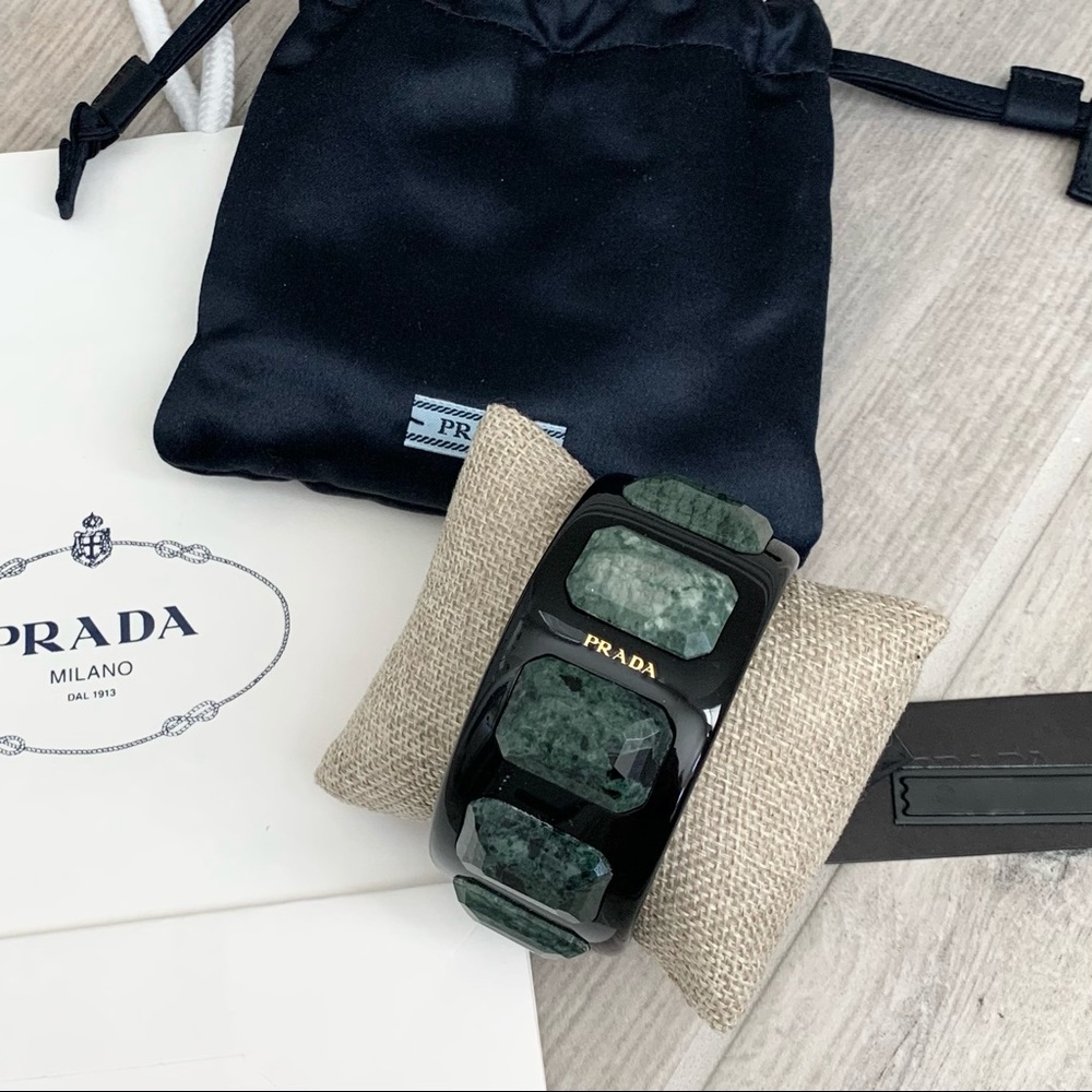 Prada Black Acrylic Bangle Bracelet